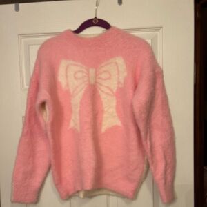Pink and Cream Bow Sweater